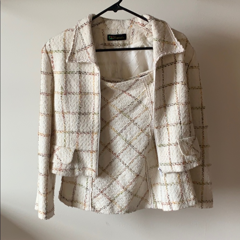 SHEUEROULAN matching mini skirt and cropped jacket